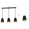 Lampe suspendue Keemi noir et or large 3 L conique 3x E27