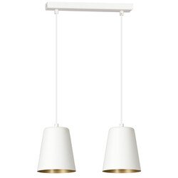 Keemi double white with gold hanging lamp conical 2x E27