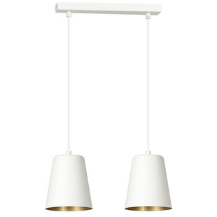 Keemi double blanc avec suspension dorée conique 2x E27