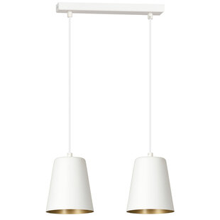 Keemi double white with gold hanging lamp conical 2x E27