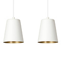 Keemi double blanc avec suspension dorée conique 2x E27