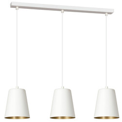 Keemi white and gold wide 3 L hanging lamp conical 3x E27