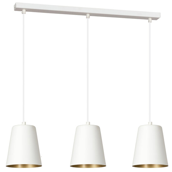 Keemi wit en gouden brede 3 L hanglamp konisch 3x E27