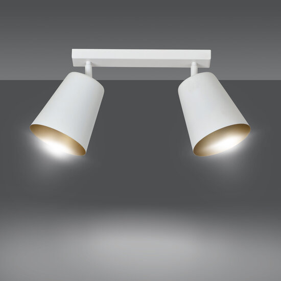 Raahe dubbele wit en gouden richtbare dubbele plafondlamp 2x E27