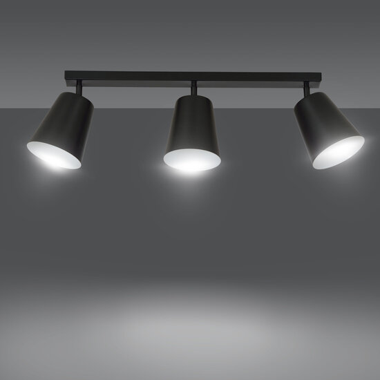 Raahe 3L wit en zwarte richtbare triple plafondlamp 3x E27