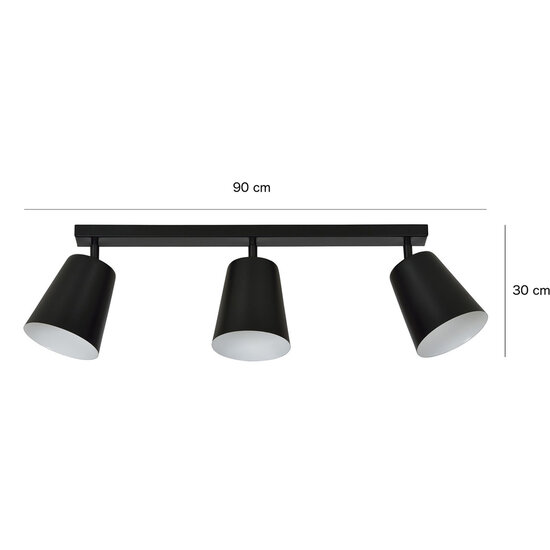 Emibig Emibig Raahe 3L weiße und schwarze gerichtete Dreifach-Deckenleuchte 3x E27 - Perfekte Beleuchtung für jeden Raum