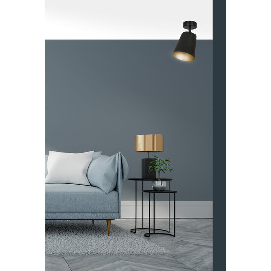 Raahe plafón orientable individual dorado y negro 1x E27