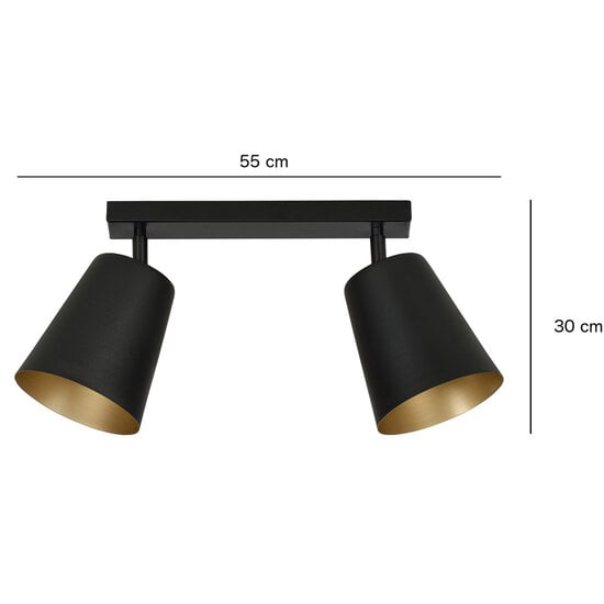 Emibig Emibig Raahe lámpara de techo doble direccional negra y dorada 2x E27 - Iluminación perfecta para cualquier espacio