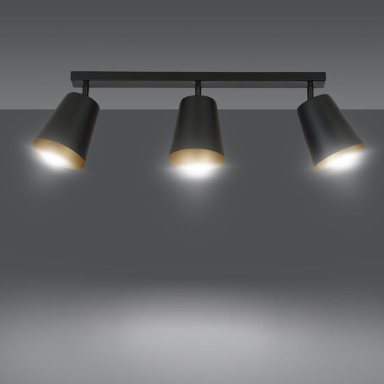 Plafonnier triple directionnel Raahe 3L doré et noir 3x E27