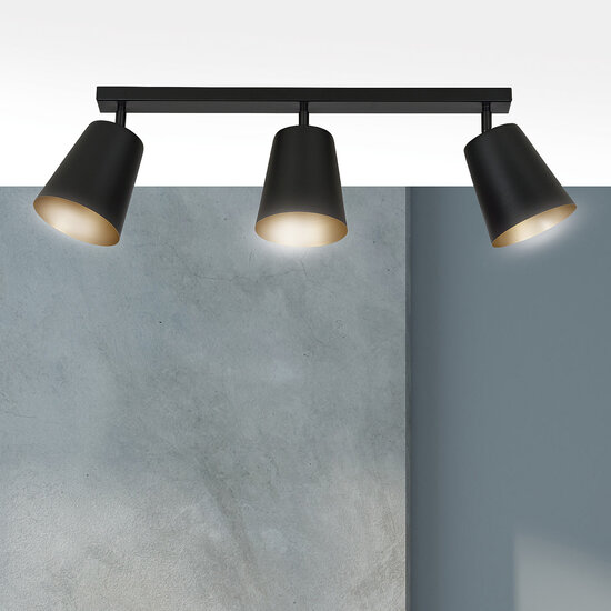 Plafonnier triple directionnel Raahe 3L doré et noir 3x E27