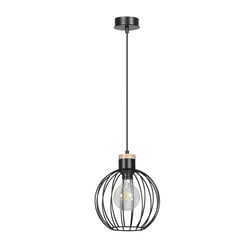 Tornio hanging lamp black with light wood structure metal 1x E27