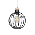 Tornio lámpara colgante negra con estructura de madera clara metal 1x E27