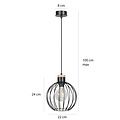 Emibig Emibig Tornio hanglamp zwart met licht houtstructuur metaal 1x E27 - Perfect voor moderne interieurs