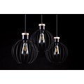 Tornio 3L long hanging lamp black with light wood structure metal 3x E27