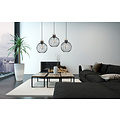 Tornio 3L long hanging lamp black with light wood structure metal 3x E27