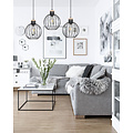 Tornio 3L long hanging lamp black with light wood structure metal 3x E27