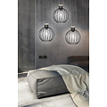 Tornio 3L long hanging lamp black with light wood structure metal 3x E27