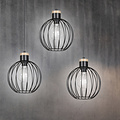 Tornio 3L long hanging lamp black with light wood structure metal 3x E27