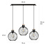 Tornio 3L lange hanglamp zwart met licht houtstructuur metaal 3x E27