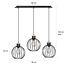Tornio 3L long hanging lamp black with light wood structure metal 3x E27
