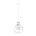 Tornio hanglamp wit met licht houtstructuur metaal 1x E27