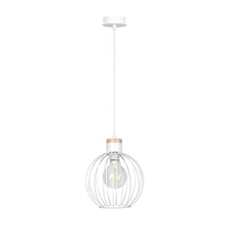 Tornio hanging lamp white with light wood structure metal 1x E27