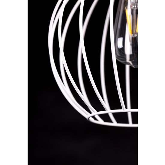 Tornio hanglamp wit met licht houtstructuur metaal 1x E27