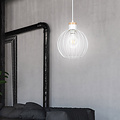Tornio hanglamp wit met licht houtstructuur metaal 1x E27