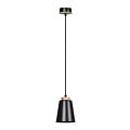 Kaarina black pendant lamp with wood 1x E27