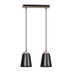 Emibig Kaarina 2L lampe suspendue noire avec bois 2x E27