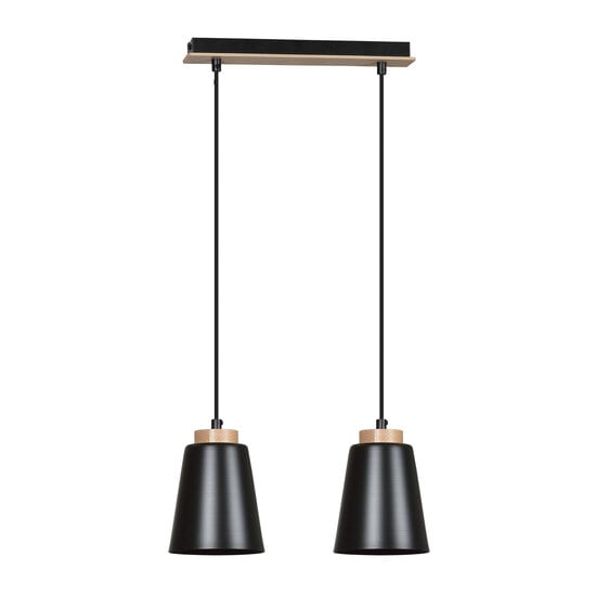 Emibig Emibig Kaarina 2L black pendant lamp with wood 2x E27 - Perfect lighting for any space