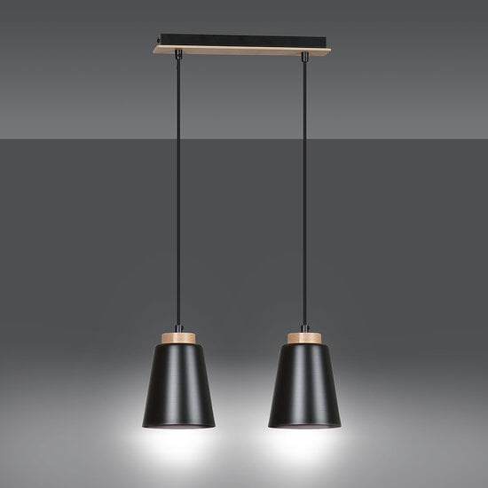 Emibig Emibig Kaarina 2L black pendant lamp with wood 2x E27 - Perfect lighting for any space