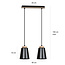 Emibig Emibig Kaarina 2L lámpara colgante negra con madera 2x E27 - Iluminación perfecta para cualquier espacio