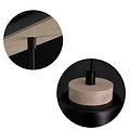 Kaarina lange 3L schwarze Pendelleuchte mit Holz 3x E27