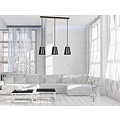 Kaarina lange 3L schwarze Pendelleuchte mit Holz 3x E27