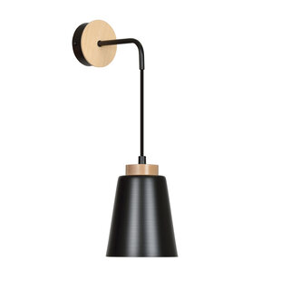 Kaarina black with wood wall lamp 1x E27