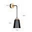 Kaarina black with wood wall lamp 1x E27