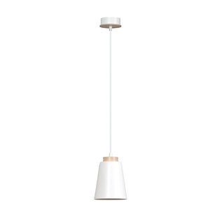 Emibig Kaarina lámpara colgante blanca con madera 1x E27
