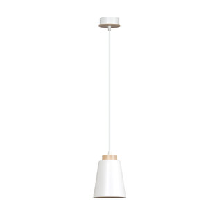 Kaarina white pendant lamp with wood 1x E27