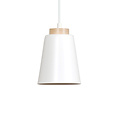 Kaarina witte pendellamp met hout 1x E27