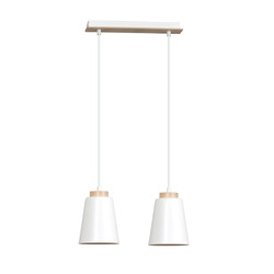 Emibig Kaarina 2L lampe suspendue blanche avec bois 2x E27