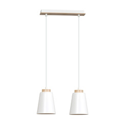 Kaarina 2L white pendant lamp with wood 2x E27