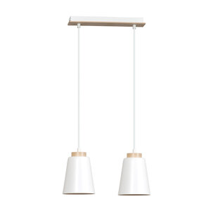 Emibig Kaarina 2L witte pendellamp met hout 2x E27
