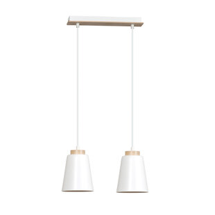 Suspension Kaarina 2L blanche avec bois 2x E27