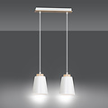Emibig Emibig Kaarina 2L witte pendellamp met hout 2x E27 - Perfect voor sfeervolle verlichting