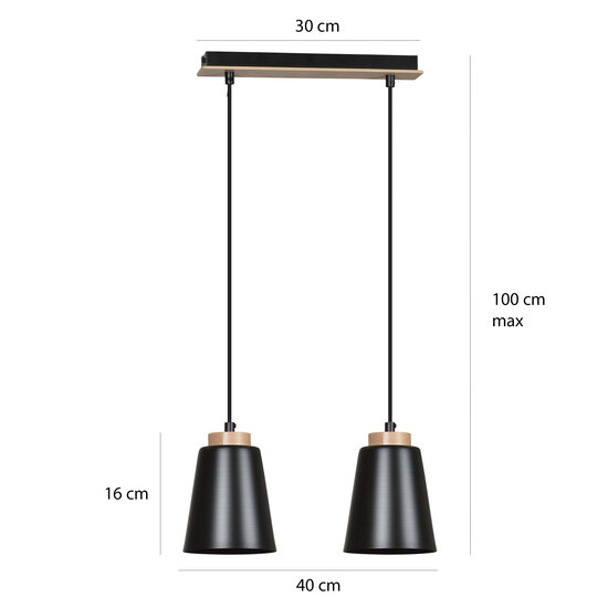 Emibig Emibig Kaarina 2L white pendant lamp with wood 2x E27 - Perfect for creating a cozy atmosphere