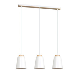 Kaarina long 3L white pendant lamp with wood 3x E27