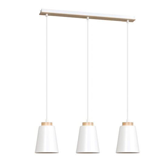 Emibig Emibig Kaarina larga lámpara colgante blanca 3L con madera 3x E27 - Iluminación perfecta para cualquier espacio