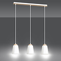 Emibig Emibig Kaarina lange 3L witte pendellamp met hout 3x E27 - Perfecte verlichting voor elke ruimte