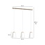 Kaarina long 3L white pendant lamp with wood 3x E27